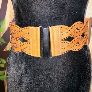 Stylish Tan Belt with metal Accents